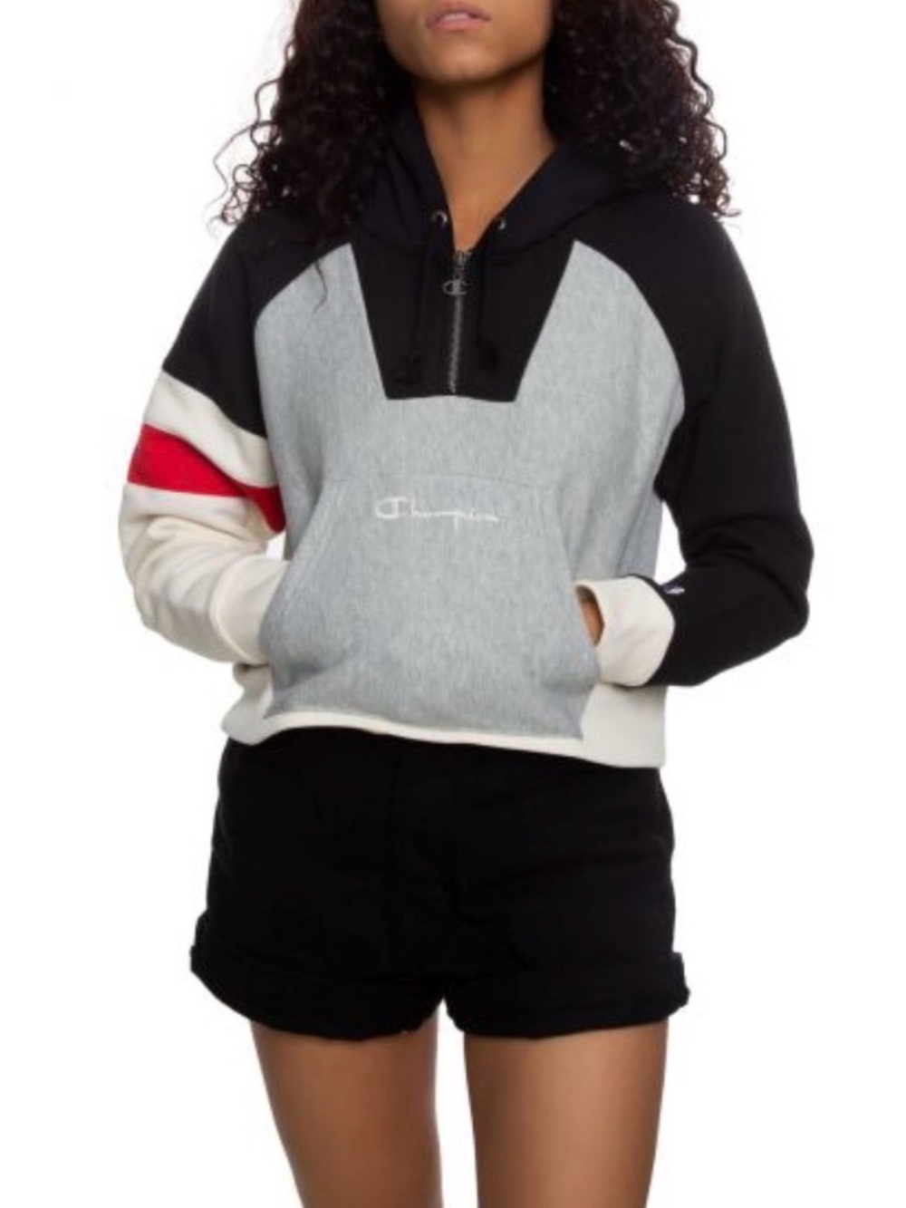 Champion Reverse Weave Colorblock Oversized 1/2 Zip Pullover Hoodie
